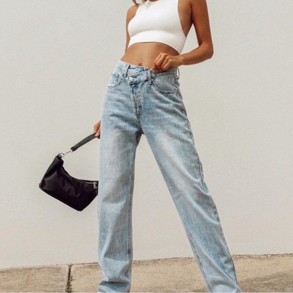 Princess Polly Light Blue Flare Jeans
